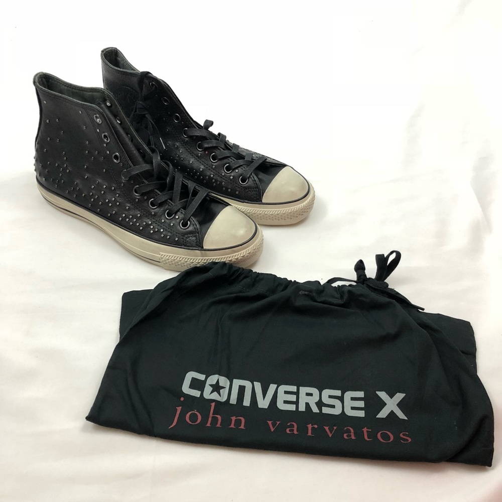 Converse John Varvatos Black Mini Studded Size 9.5 - Picture 1 of 5